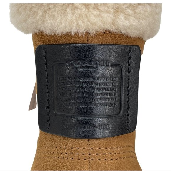 Coach Lorimer Suede Sheep Fur Trim Womens Ankle Boots in Tan - Picture 10 of 16